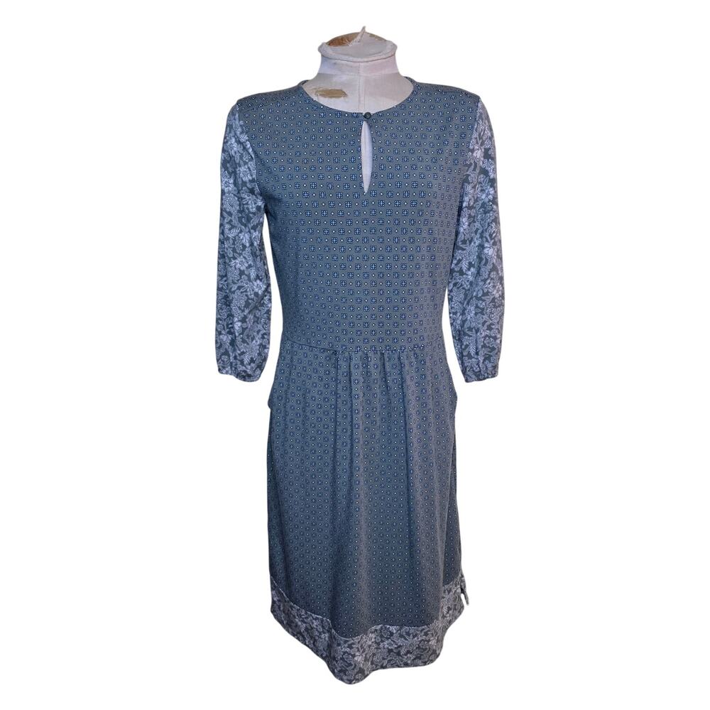 Lands End Dress 3/4 Sleeve Geometric Pattern Size S